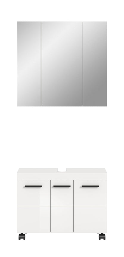 Ensemble de salle de bain NOVA (l/H/P : env. 82/191/30 cm) en blanc/blanc brillant