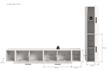 Homes & Jones Wohnwand 2-tlg. TV Möbel Modular Lowboard, Wohnzimmerschrank