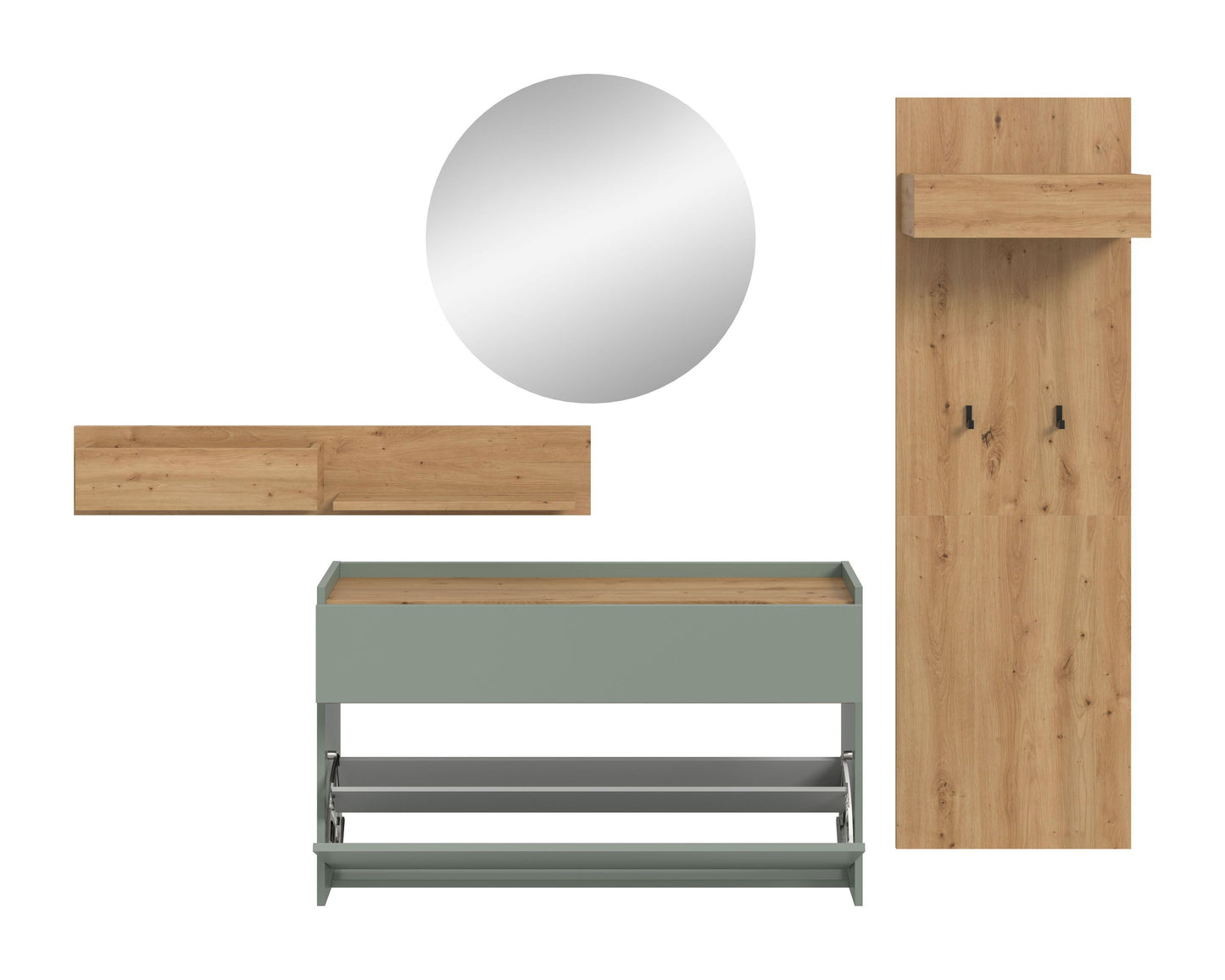 Homes & Jones Garderobe 4-tlg., Garderobenkomplettset, Dielenmöbel-Flurmöbel