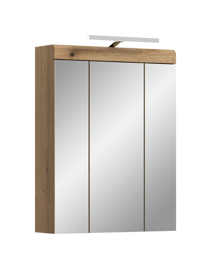 Armoire de toilette avec éclairage SCOUT (L/H/P : env. 60/79/18 cm) en imitation chêne Evoak/verre miroir