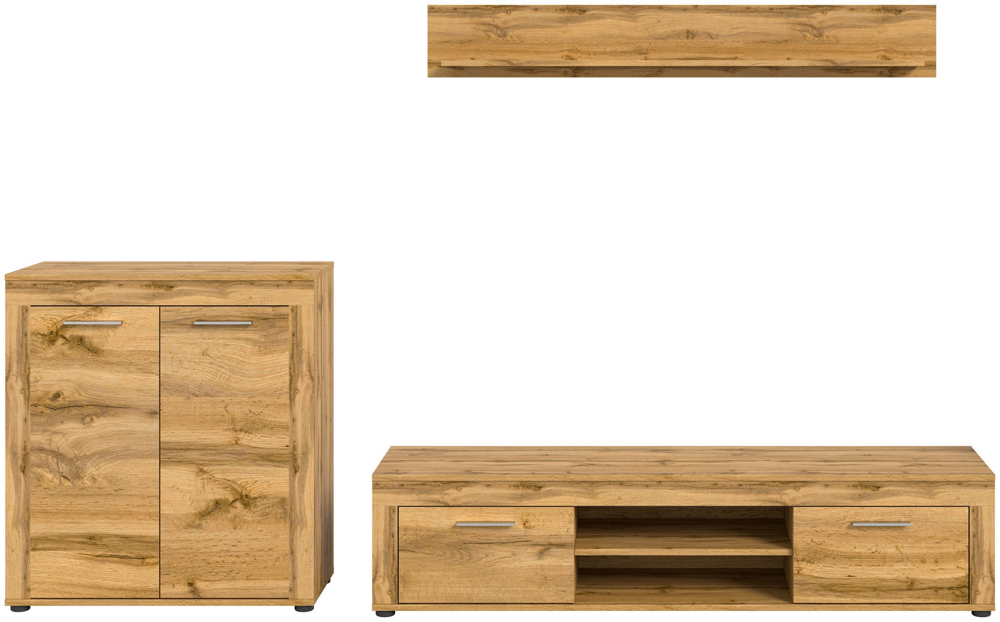 Meuble TV JAM (L/H/P : env. 255/159/40 cm) en imitation chêne Wotan/gris