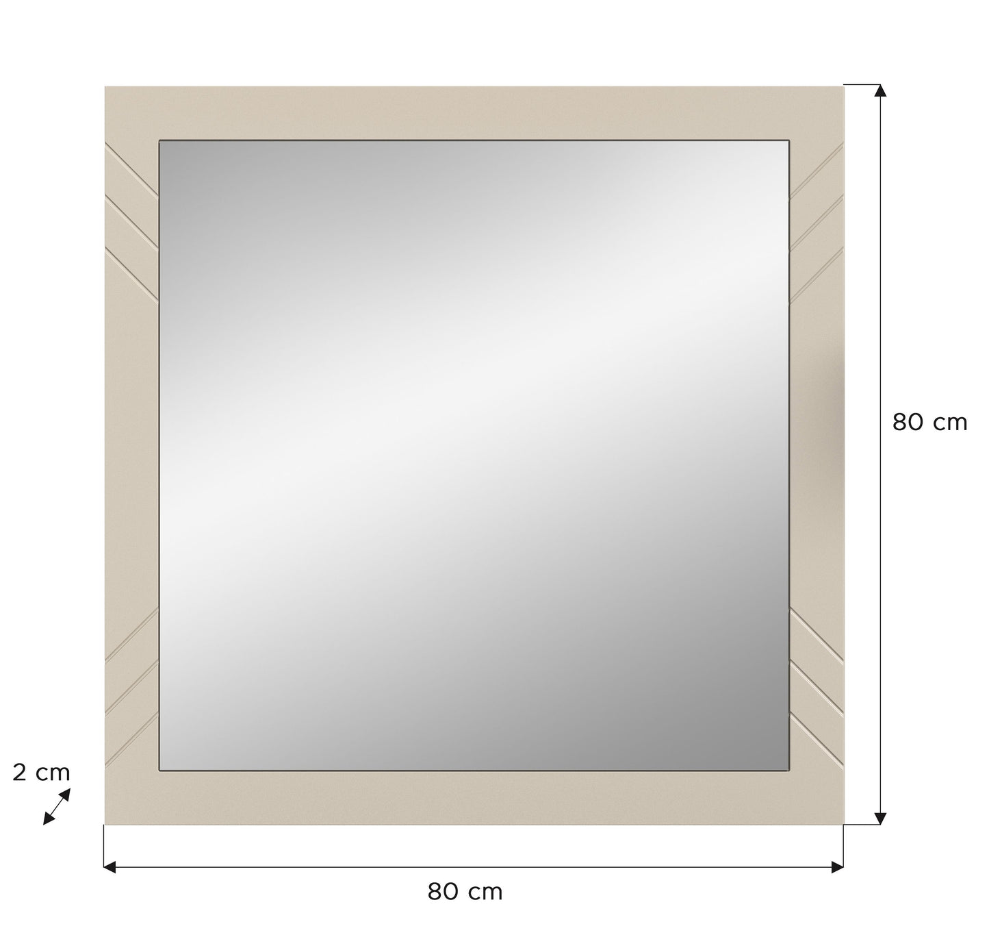 Miroir NOTES (L/H/P : env. 80/80/2 cm) en beige sable/beige sable mat/miroir