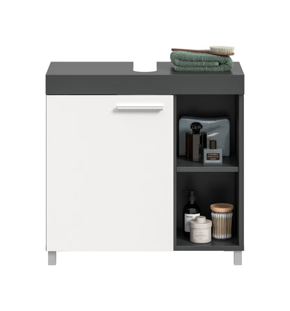 Homes & Jones Bad-Waschbeckenunterschrank 65 cm breit weiß-anthrazit, Badmöbel