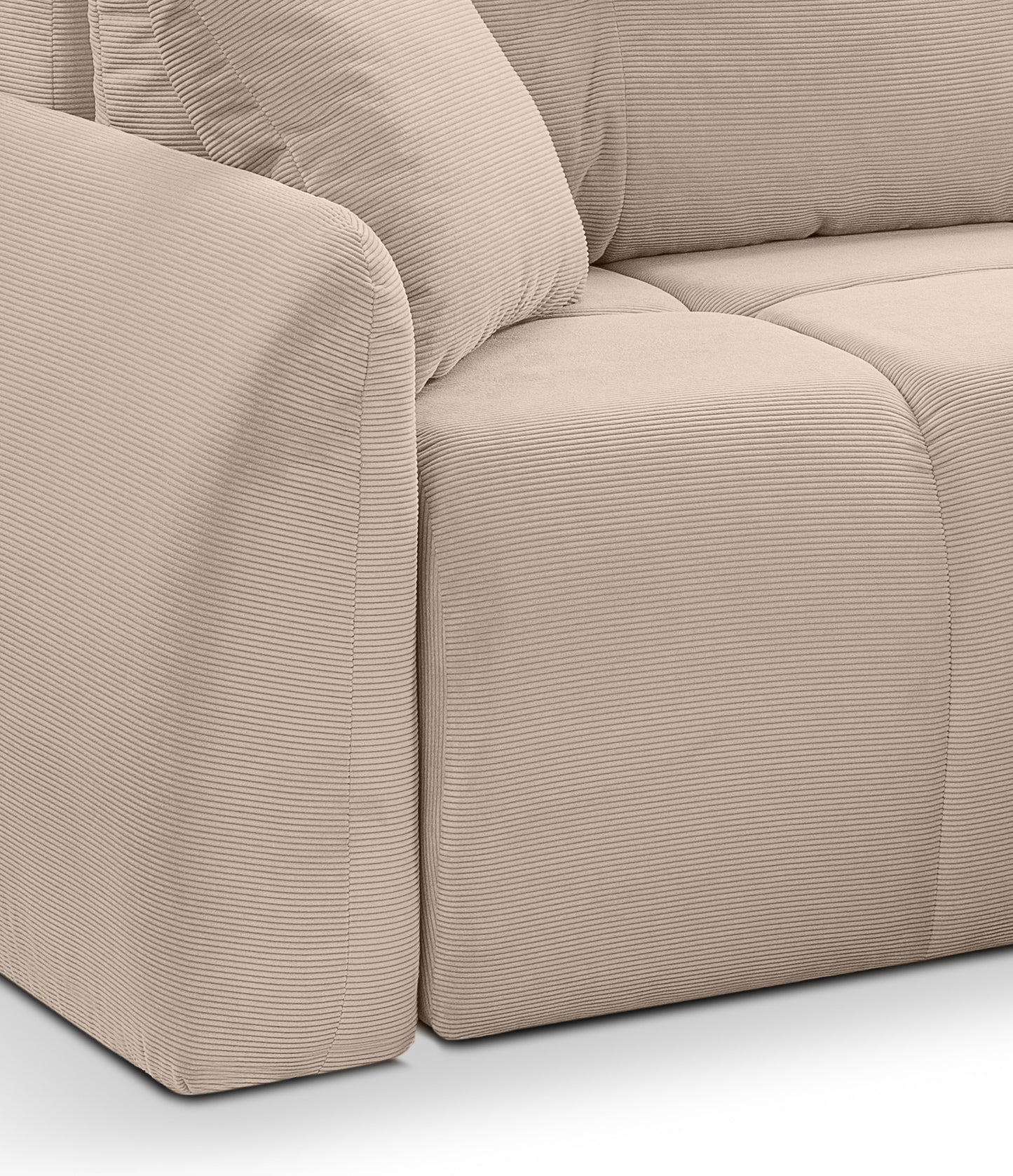 Canapé convertible d'angle Sancho Long – Canapé d'angle tendance en velours côtelé avec fonction couchage