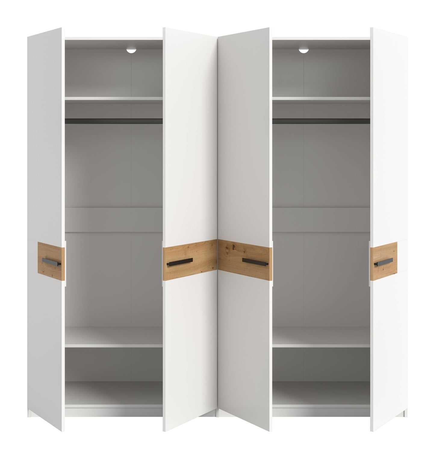 Homes & Jones Schlafzimmerschrank 200 cm breit, Kleiderschrank weiß m. Absetzu.