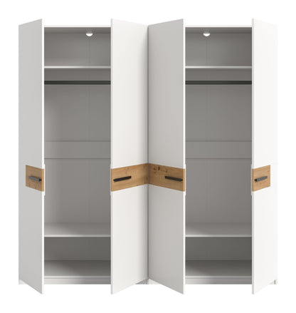 Homes & Jones Schlafzimmerschrank 200 cm breit, Kleiderschrank weiß m. Absetzu.