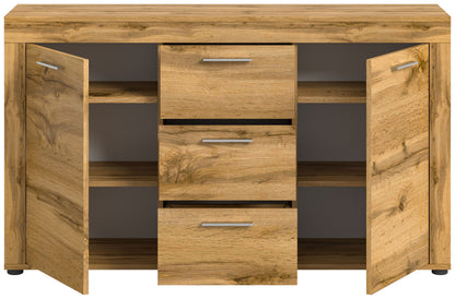 Homes & Jones Sideboard 125 cm breit mit 3 Schubladen, Mehrzweckschrank
