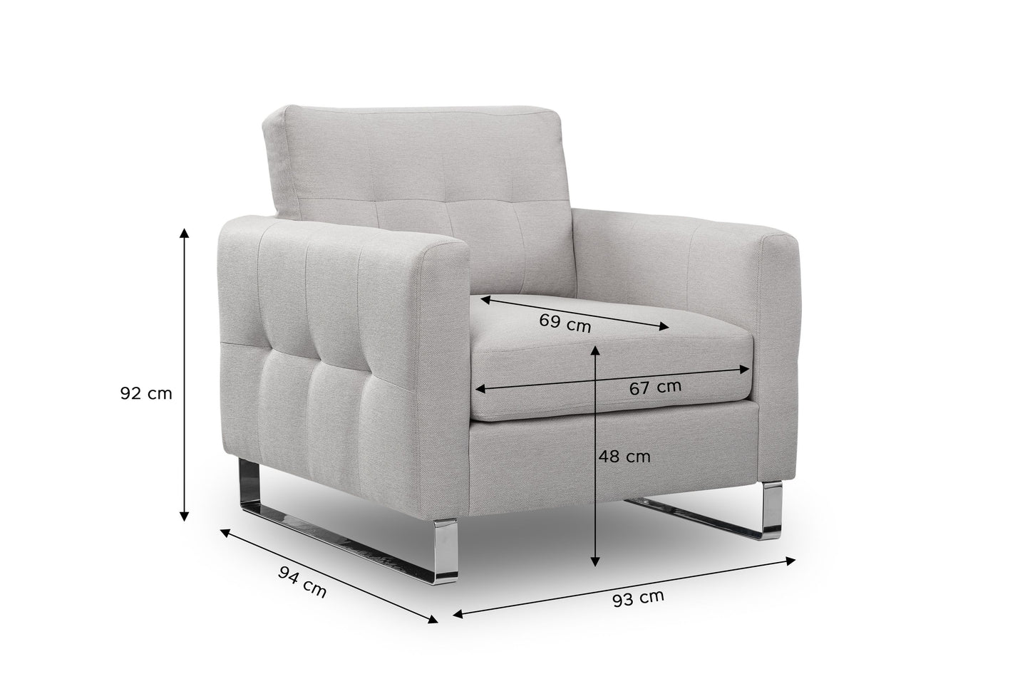 Fauteuil Hera – Fauteuil rembourré moderne avec revêtement en tissu plat