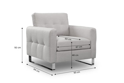Fauteuil Hera – Fauteuil rembourré moderne avec revêtement en tissu plat