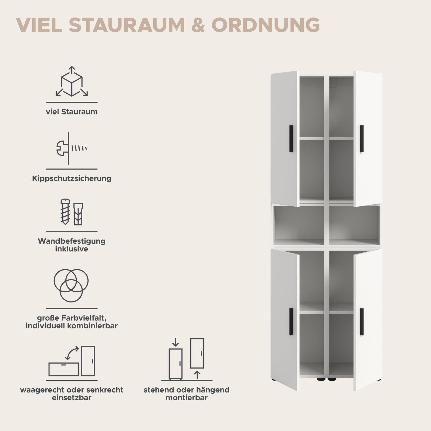 Wall Unit THE ONE (W/H/D: approx. 65/178/34 cm) in Artisan Oak finish/Smoke Green