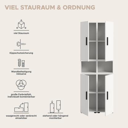 Wall Unit THE ONE (W/H/D: approx. 65/178/34 cm) in Artisan Oak finish/Smoke Green