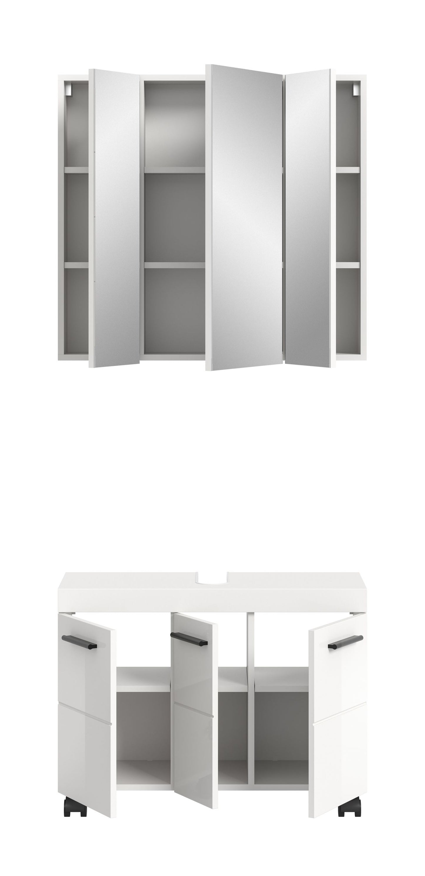 Ensemble de salle de bain NOVA (l/H/P : env. 82/191/30 cm) en blanc/blanc brillant