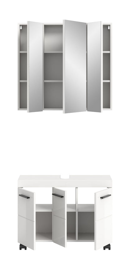 Ensemble de salle de bain NOVA (l/H/P : env. 82/191/30 cm) en blanc/blanc brillant