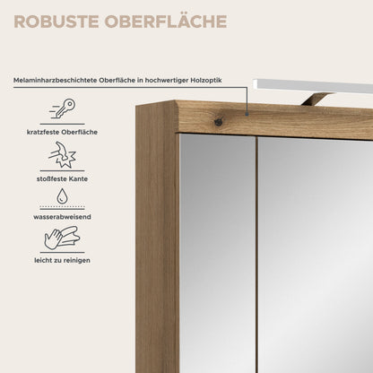 Armoire de toilette avec éclairage SCOUT (L/H/P : env. 60/79/18 cm) en imitation chêne Evoak/verre miroir