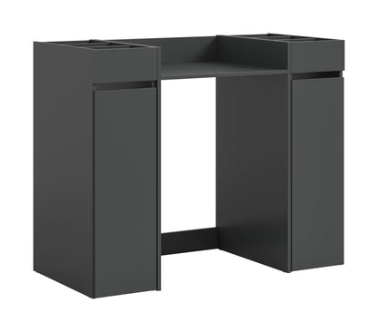 Waschmaschinenschrank mit Überbauschrank, 2 Regalfächern und Ablage, dunkelgrau