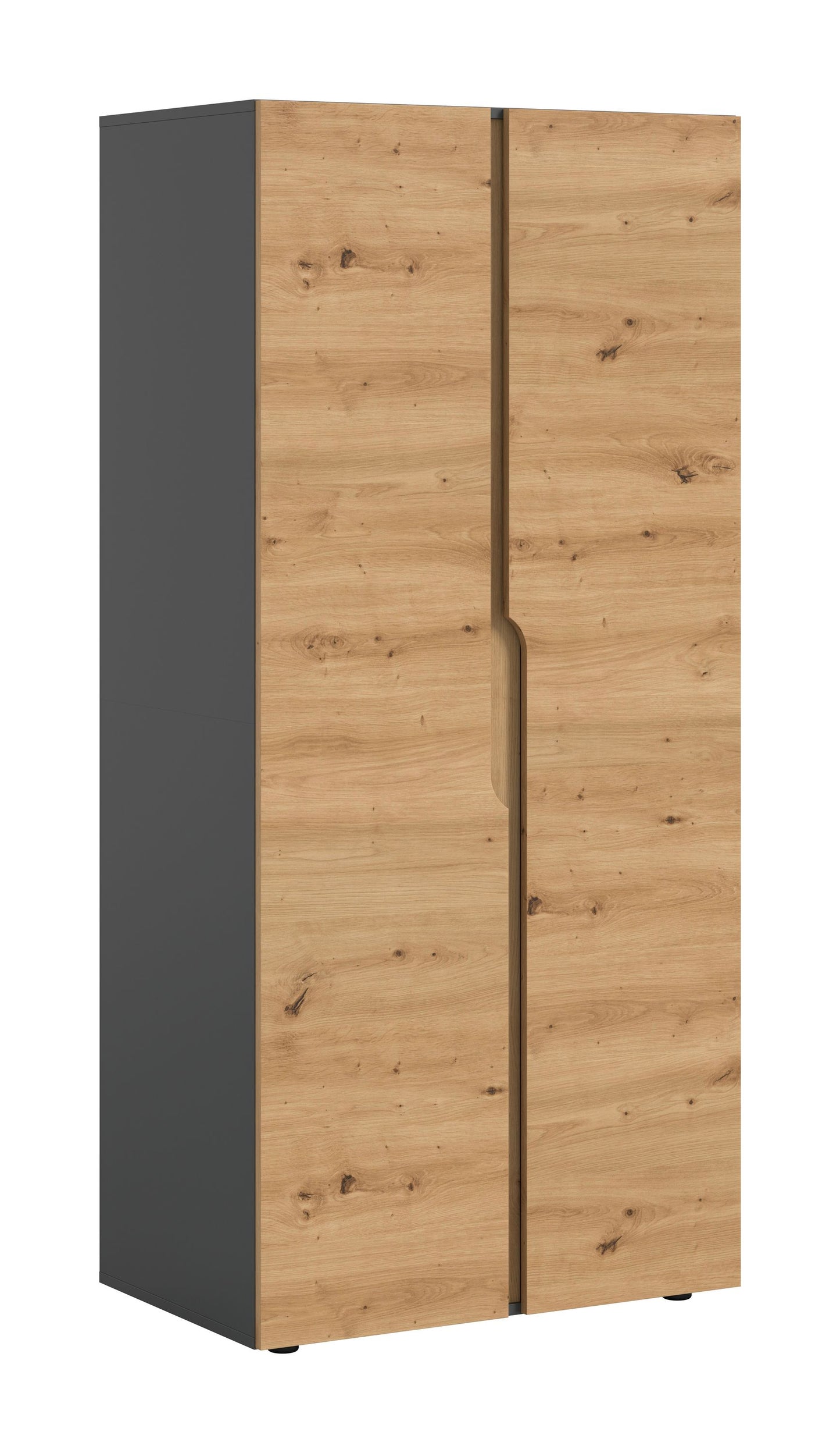 Armoire 2 portes ANGA (L/H/P : env. 80/180/51 cm) en anthracite/imitation chêne Artisan