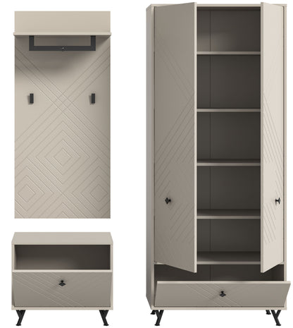 Homes & Jones Garderobenset 3-tlg., Dielenmöbel mit Sitzbank, Schrank, Paneel
