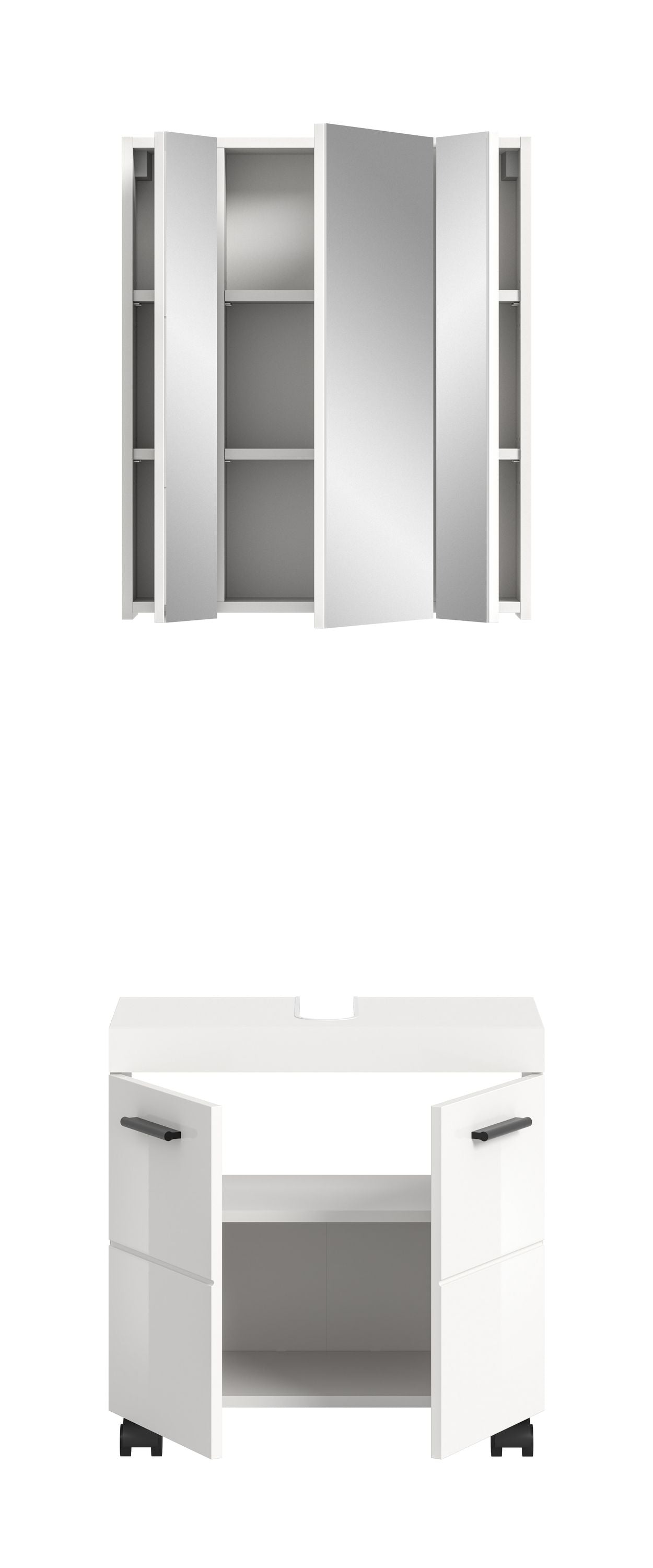 Ensemble de salle de bain NOVA (L/H/P : env. 60/191/30 cm) en blanc/blanc brillant