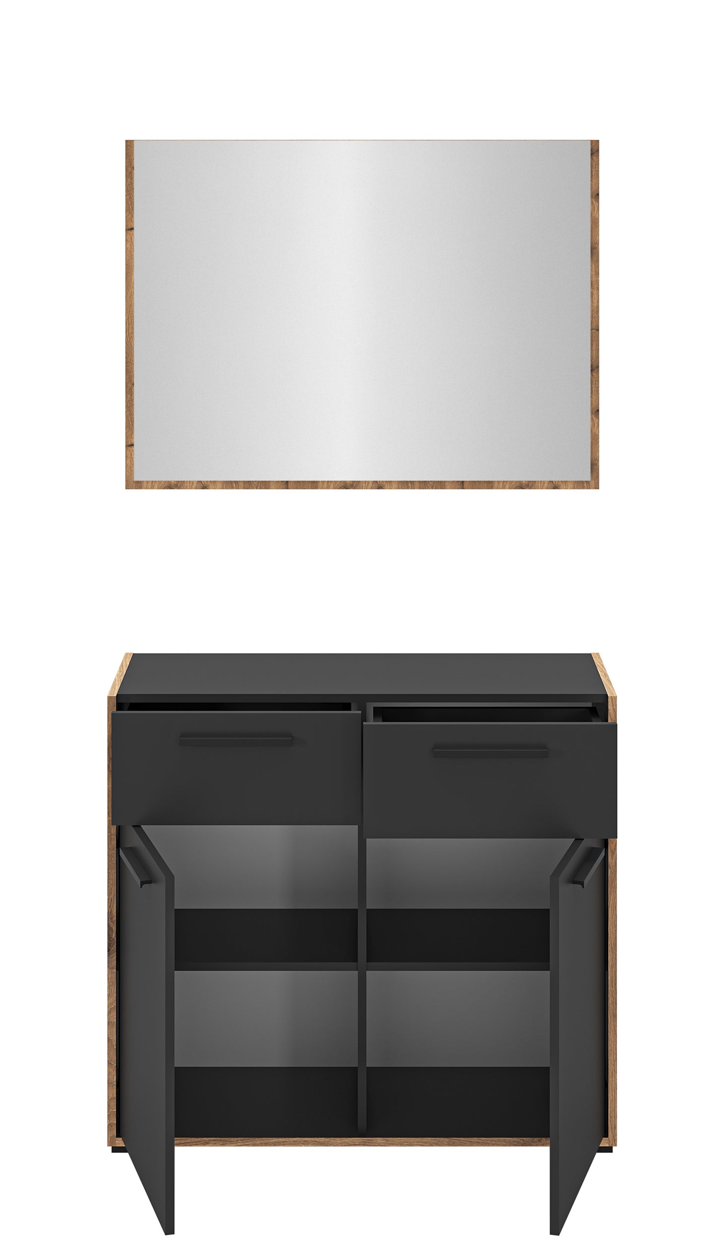 Ensemble vestiaire BUENO (L/H/P : env. 95/189/37 cm) en gris basalte/gris basalte
