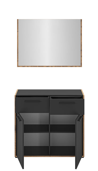 Ensemble vestiaire BUENO (L/H/P : env. 95/189/37 cm) en gris basalte/gris basalte