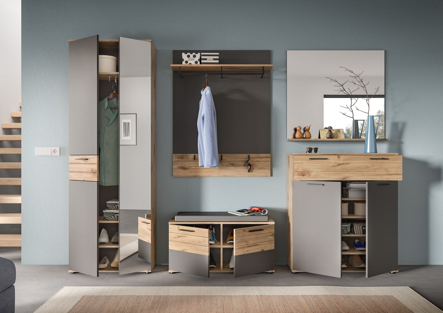 Homes & Jones Garderobenpaneel breite 90 cm, Paneel mit Ablage und Haken
