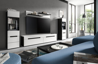 Ensemble mural CANU (L/H/P : env. 272/141/33 cm) en gris basalte/vert fumé
