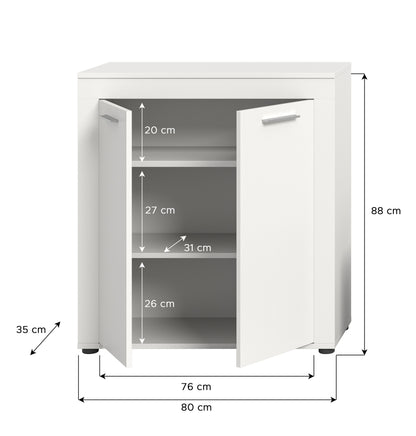 Highboard JAM (L/H/P : env. 80/88/35 cm) en imitation chêne Wotan/gris