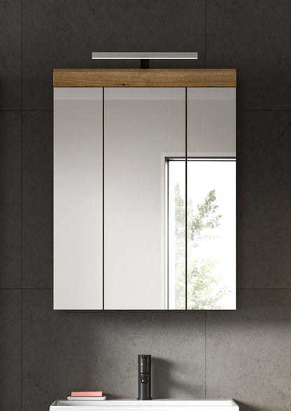 Armoire de toilette avec éclairage SCOUT (L/H/P : env. 60/79/18 cm) en imitation chêne Evoak/verre miroir