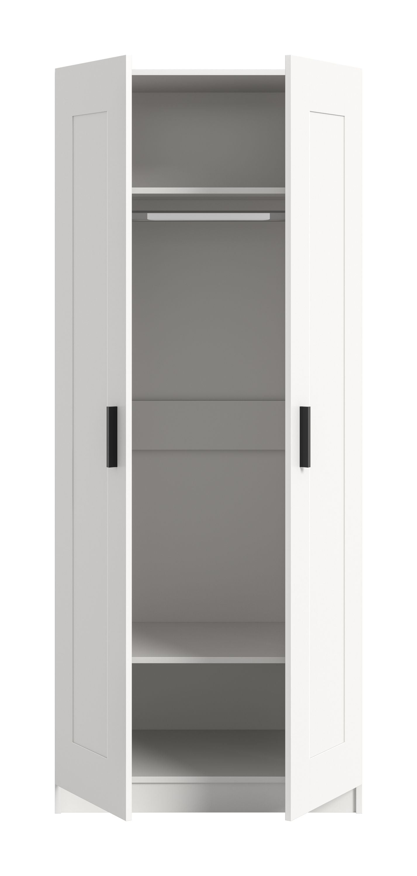Armoire 2 portes VISBY (L/H/P : env. 80/195/56 cm) en blanc/blanc
