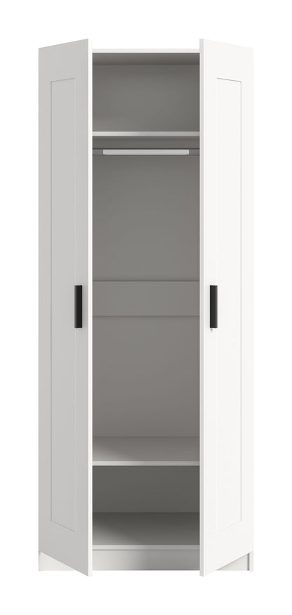 Armoire 2 portes VISBY (L/H/P : env. 80/195/56 cm) en blanc/blanc