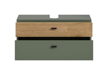 Meuble bas de lavabo AQUA (L/H/P : env. 75/35/35 cm) en vert sauge/vert sauge