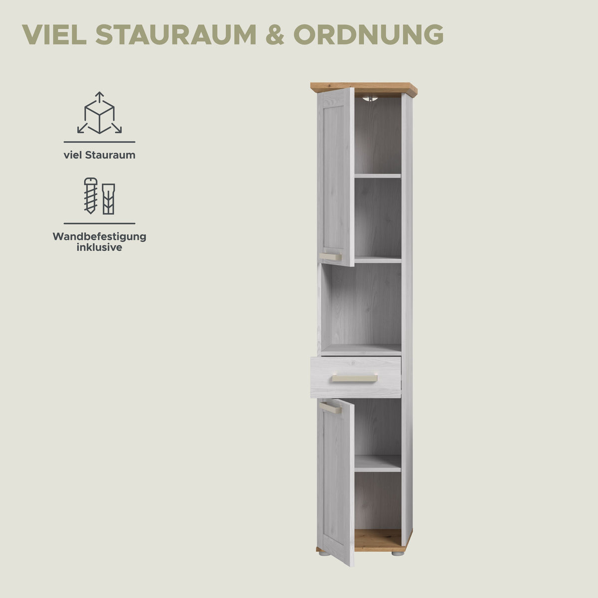 Tall cabinet VERONA (W/H/D: approx. 39/187/34 cm) in Sibiu Larch reproduction/Sibiu Larch reproduction