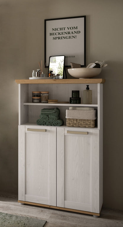 Mid-height cabinet VERONA (W/H/D: approx. 74/116/34 cm) in Sibiu Larch reproduction/Sibiu Larch reproduction