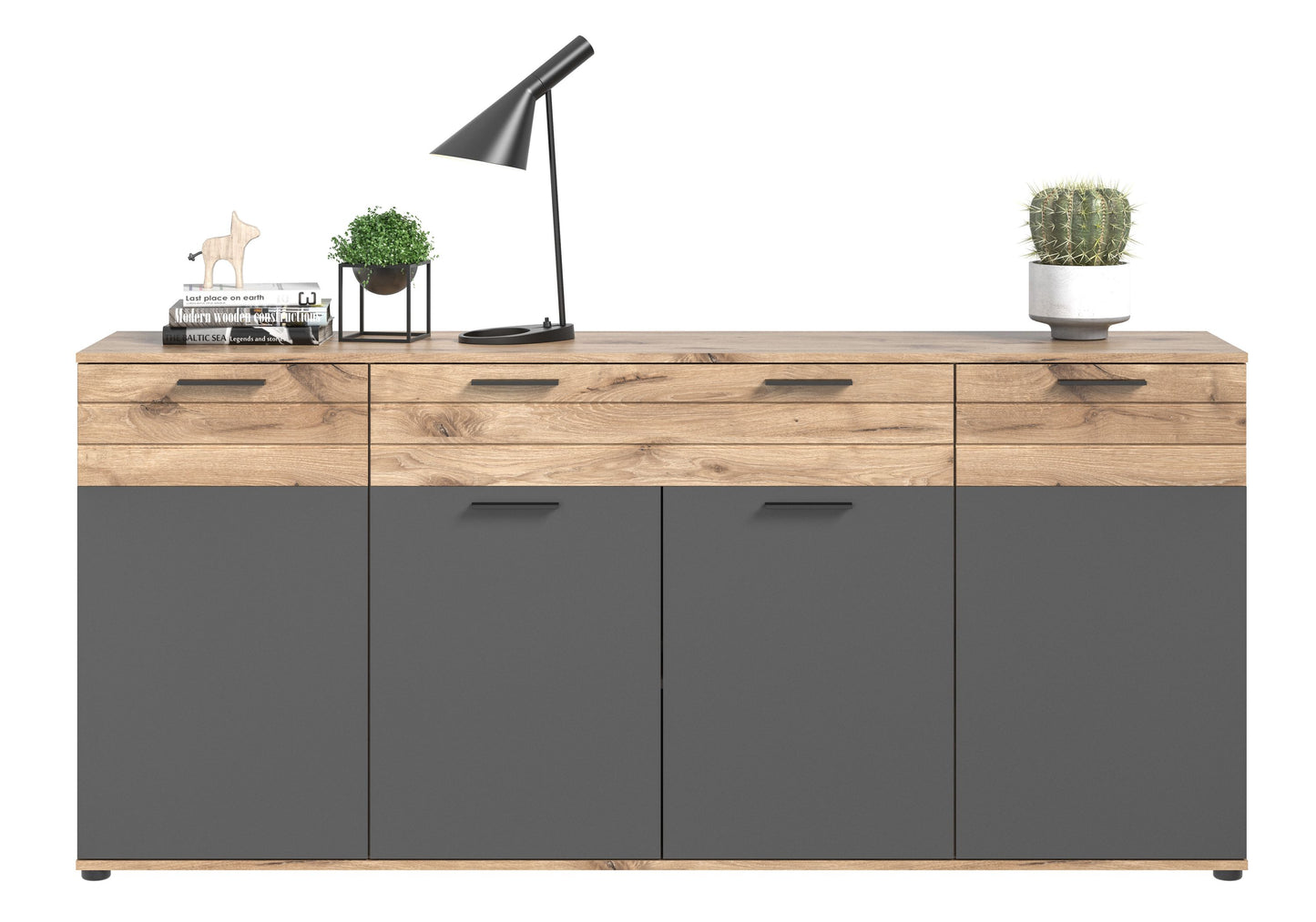 Homes & Jones Sideboard mit Breite 200 cm, Wohnzimmerschrank mit Holzoptik