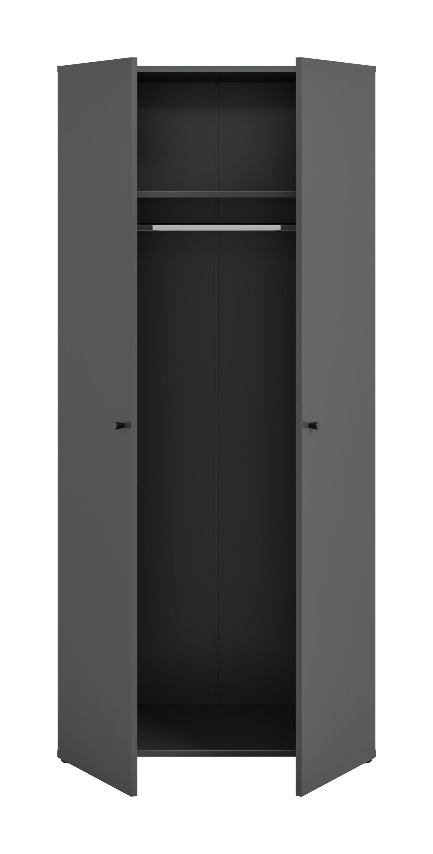 Armoire 2 portes DARWIN (L/H/P : env. 80/176/51 cm) anthracite/anthracite