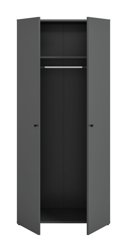 Armoire 2 portes DARWIN (L/H/P : env. 80/176/51 cm) anthracite/anthracite