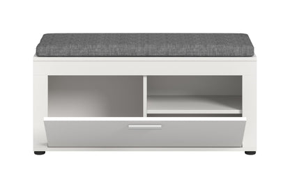 Banc avec coussin JAM (L/H/P : env. 100/44/35 cm) en décor chêne Wotan/blanc