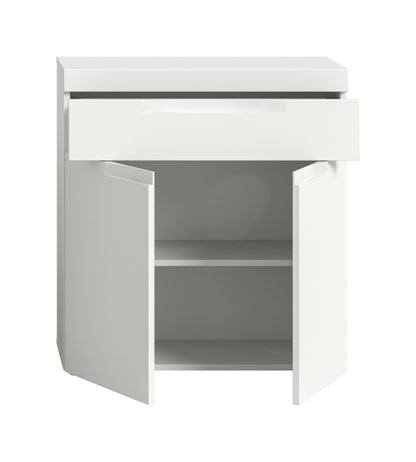 Viana Standschrank breit (B/H/T: 75x82x31 cm) in Weiß matt und Weiß