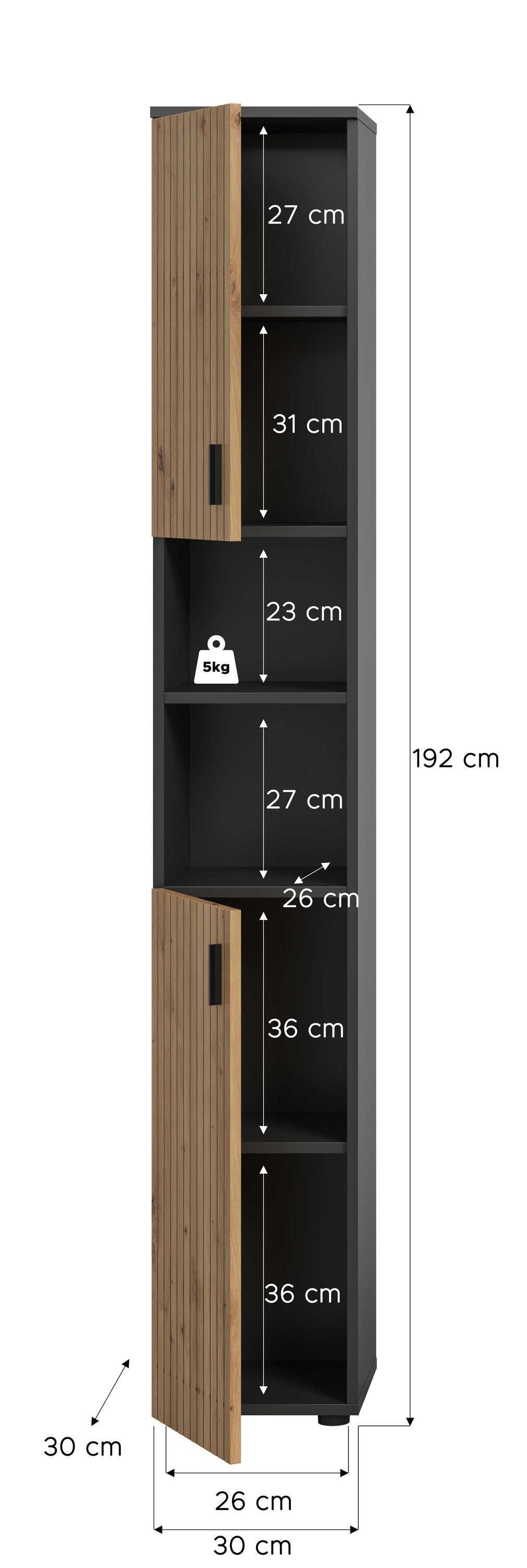 Meuble de salle de bain MONE (l/H/P : env. 30/192/30 cm) en cachemire/cachemire