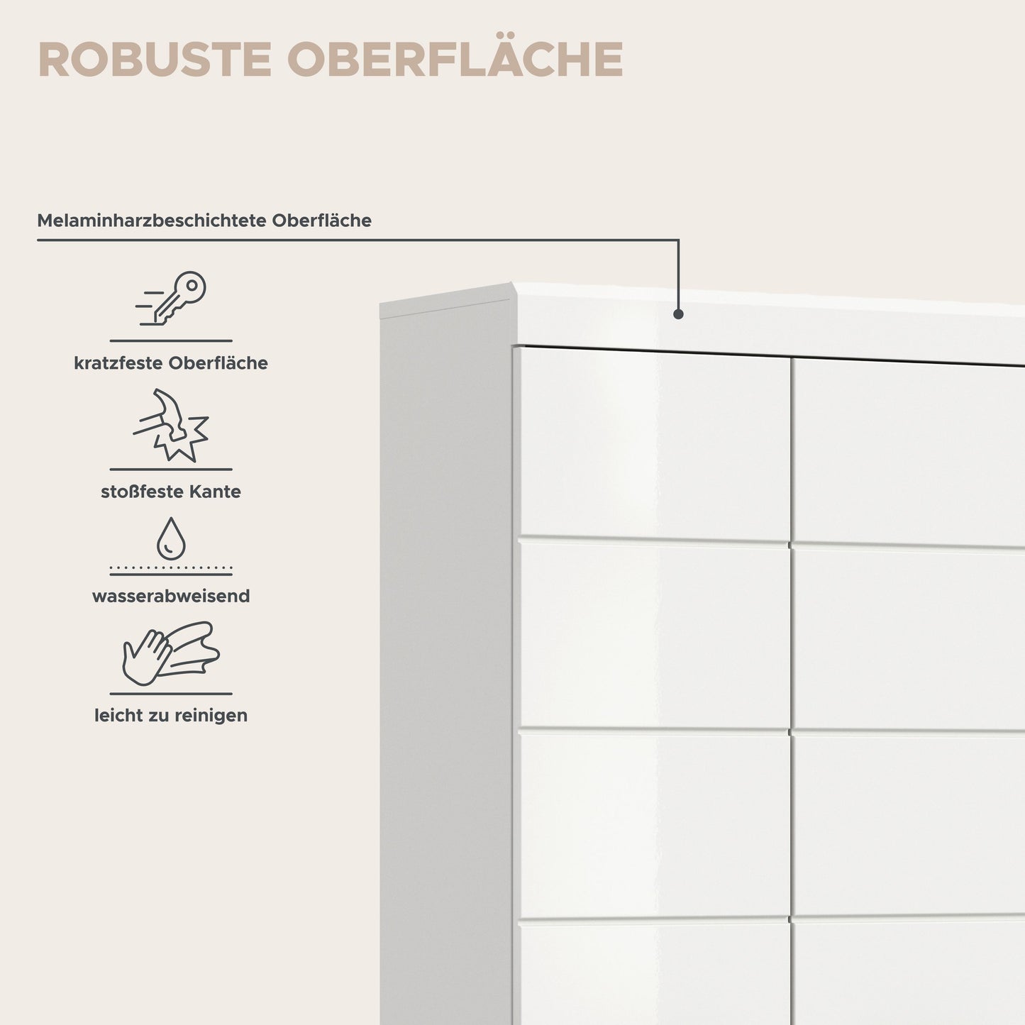 Scout Hochschrank breit  (B/H/T: 90x191x31 cm) in Weiß hochglanz und Weiß