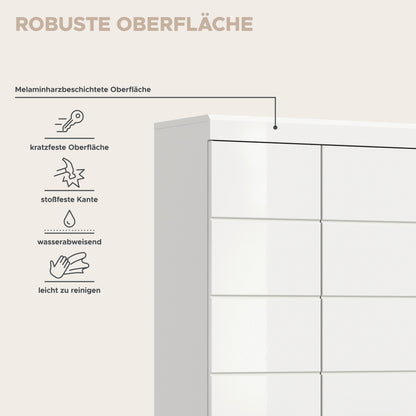 Scout Hochschrank breit  (B/H/T: 90x191x31 cm) in Weiß hochglanz und Weiß