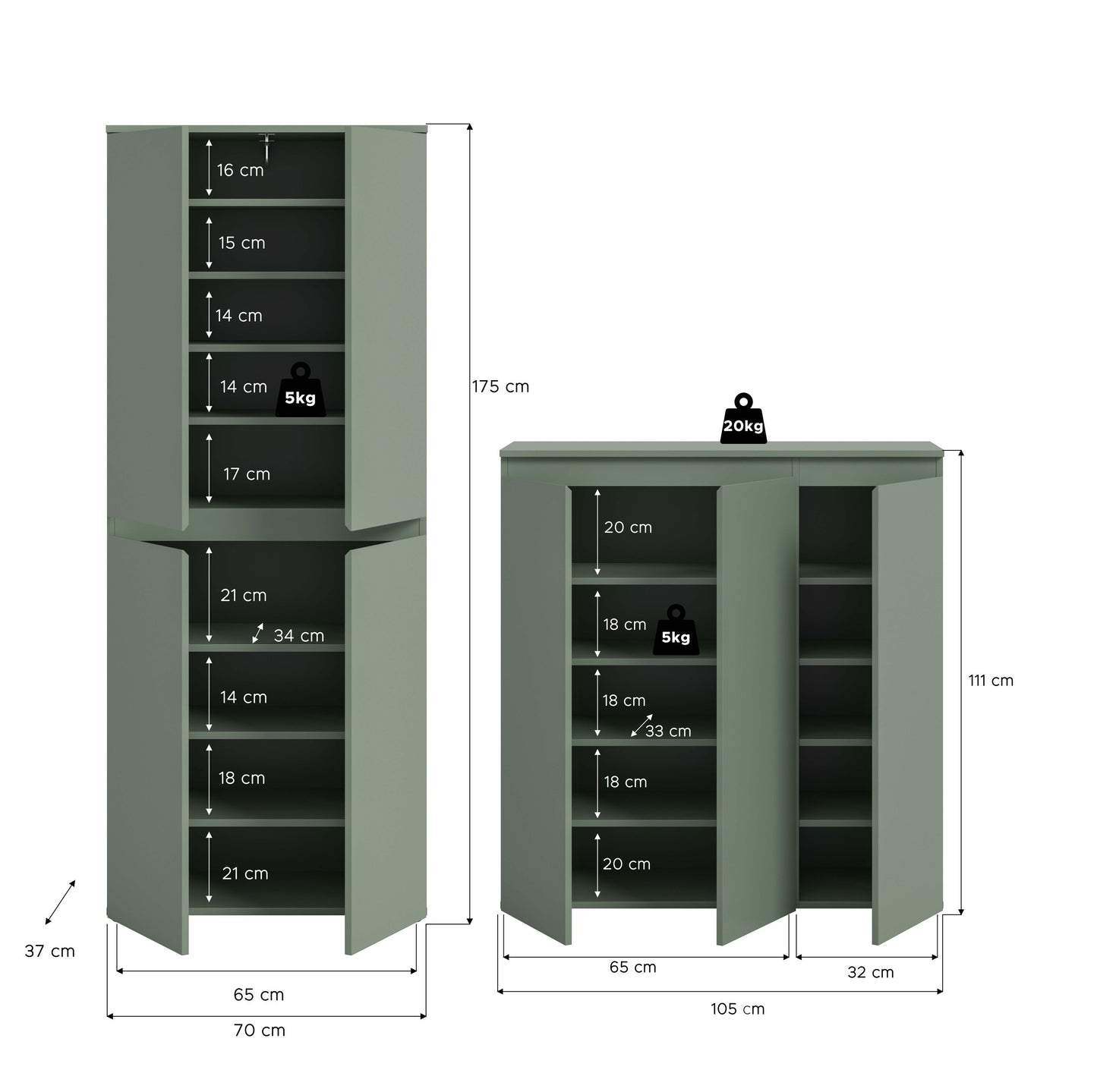 Homes & Jones Universalschrank 2-tlg., Mehrzweckschrank, Breite Gesamt 190 cm