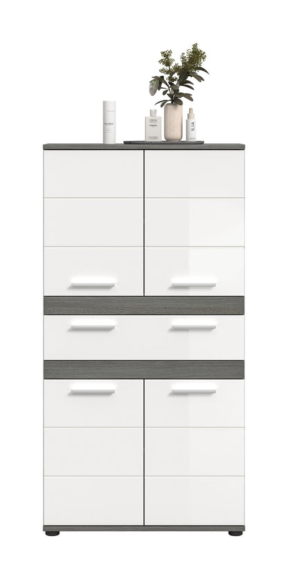 Blake Hochschrank (B/H/T: 70x137x31 cm) in Salbei und Artisan Eiche Nachbildung