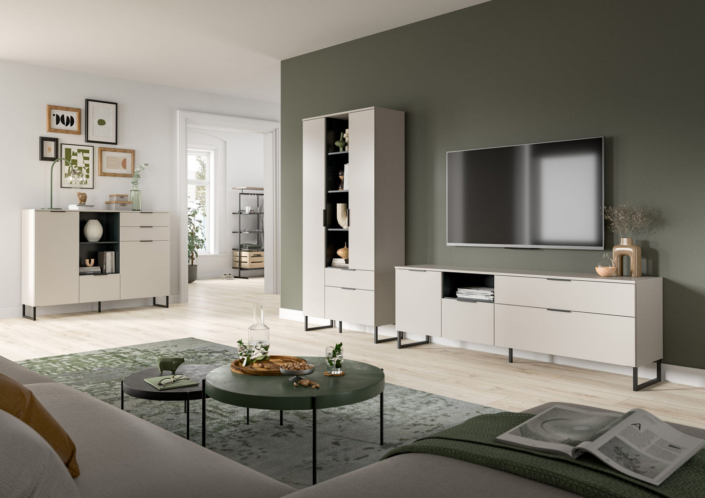 Homes & Jones Highboard 150 cm breit modern, Wohnzimmerschrank in Kaschmirfarben