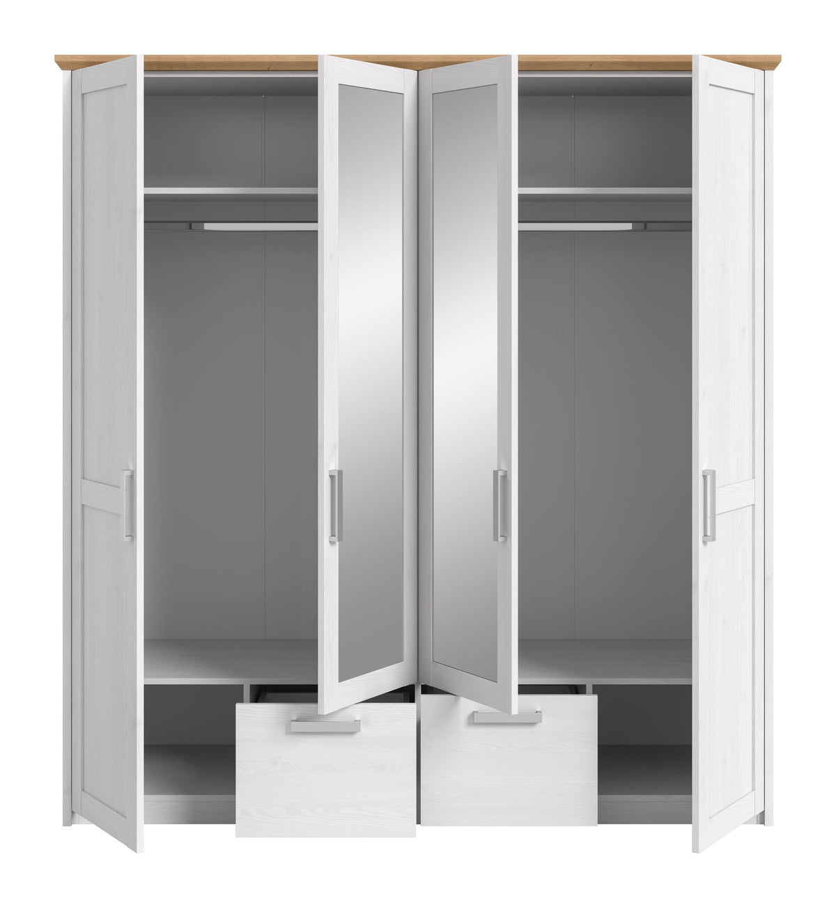4-Door Wardrobe VERONA (W/H/D: approx. 188/200/61 cm) in Sibiu Larch Replica/Sibiu Larch Replica