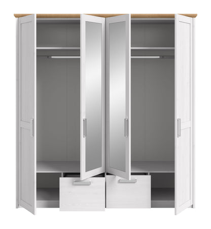 4-Door Wardrobe VERONA (W/H/D: approx. 188/200/61 cm) in Sibiu Larch Replica/Sibiu Larch Replica