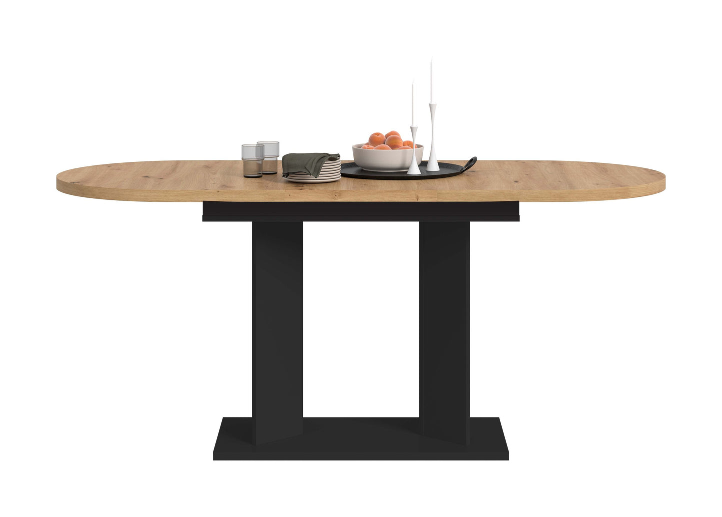 Table à manger GUSTAV (L/H/P : env. 170/76/70 cm) en blanc/imitation chêne Artisan