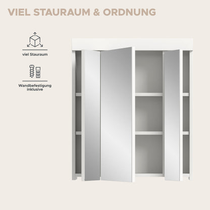 Viana Spiegelschrank (B/H/T: 60x70x18 cm) in Spiegelglas und Weiß