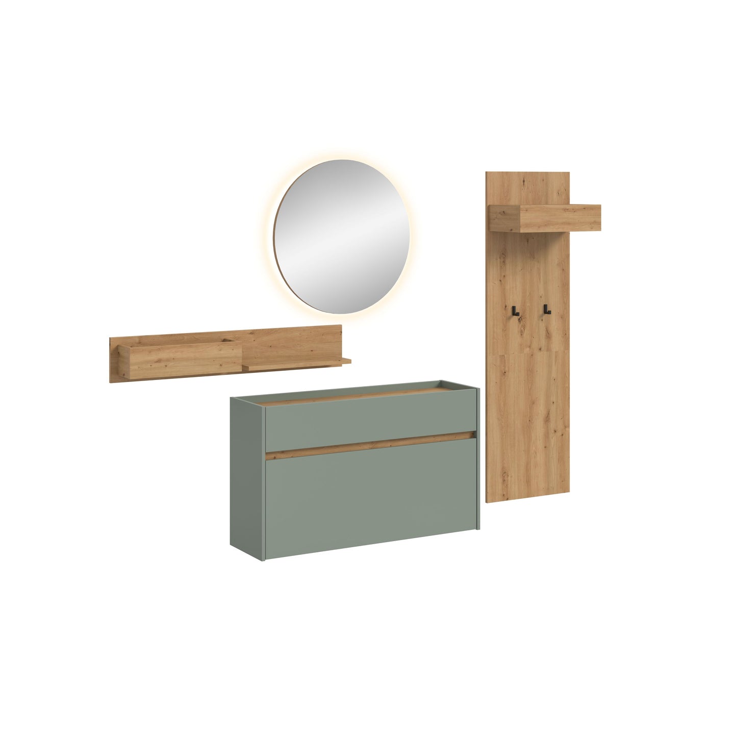 Homes & Jones Garderobe 4-tlg. inkl. Beleuchtung, Dielenmöbel-Flurmöbel