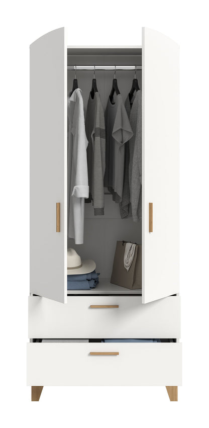 Armoire 2 portes STELLA (L/H/P : env. 81/198/51 cm) en blanc/blanc